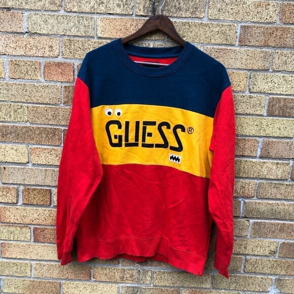 Guess X J Balvin Striped Crewneck Sweater Large - Picture 2 of 5